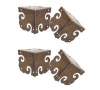 DINHEAROM Protectores de esquinas de latón para cajas de joyería y muebles, 4 piezas, acabado retro, instalación fácil, protección anticolisión