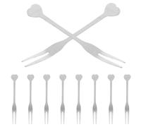 DINHEAROM Tenedores de Fruta de Acero Inoxidable Diseño Elegante y Saludable 10 Forma de Corazón, Paquete de 10 Piezas, Utensilios para Fiesta en Casa