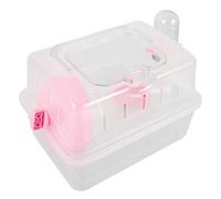 DINHEAROM Transportín para Hámster Portátil y Jaula para Mascotas Pequeñas para con Hámsters y Roedores Incluye Accesorios de Alimentación y Agua Diseño Multifuncional Color Transparente y