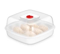 DINHEAROM Vaporera para Microondas Tapa y Rejilla Cuadrada para Cocinar al Vapor Alimentos y Preparar Albóndigas en Horno Microondas