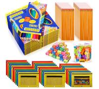 Dinifee 20 juegos de suministros de regreso a clases para niños, incluye lápices de colores, lápices HB, estuche, gomas de borrar, sacapuntas para aula, escuela, oficina, escritorio, suministros para