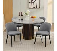 Dining Chairs(Set of 4), Modern Fabric Kitchen Side Chairs with Thick Cushions and Wood Legs