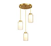 Dining Room Pendant Light Brushed Brass Hanging Chandelier Lighting with Clear Glass Shade, Linear Ceiling Lamp for Bedroom Living Kitchen