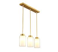 Dining Room Pendant Light Brushed Brass Hanging Chandelier Lighting with Clear Glass Shade, Linear Ceiling Lamp for Bedroom Living Kitchen
