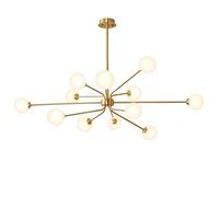 Dining Room Pendant Light den Brushed Brass Hanging Chandelier Lighting Linear Ceiling Lamp with White Glass Shade for Bedroom Living Kitchen Island