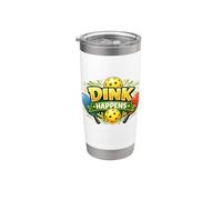 Dink Happens Funny Pickleball Jugador Court Humor Vaso térmico de acero inoxidable de doble pared