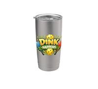 Dink Happens Funny Pickleball Jugador Court Humor Vaso térmico de acero inoxidable de doble pared