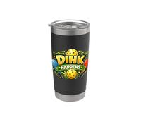 Dink Happens Funny Pickleball Jugador Court Humor Vaso térmico de acero inoxidable de doble pared