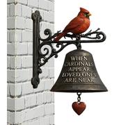 Dinner Bell Outdoor - Red Bird Garden Farmhouse Bells, Decorative Yard Bell with Red Cardinal Design | Ideal for Porch Backyard Courtyard Fence Cottage Ranch Home Entrance | Perfect Garden Home Decor
