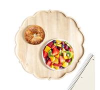 Dinner Tray - Flower Shaped Decorative Food Tray, Wooden Platter for Breakfast Lunch Appetizers, Home Living Room Table Cafe Patio BBQ, Stylish Serving Trays | Snacks Meals Entertaining Accessories