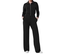 Dinnesis Mono Elegante de Una Pieza para Mujer, Elegante Bodysuit de Manga Larga, Tallas Grandes, Cintura Marcada, Onesie, para Otoño Invierno, Ropa Casual de Algodón, 1 Pieza, Jogging con Cremallera