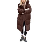 Dinnesis Ropa de algodón de invierno Color sólido chaqueta suelta con capucha a prueba de viento cómodo cálido plumón ropa de algodón damas cortavientos chaleco mujer, café, XXL