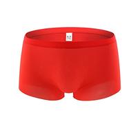 Dinnesis Ropa interior sólida casual sin dejar rastros para hombres, bragas ultrafinas, calzoncillos bóxers cómodos calzoncillos bóxer para hombre Mega Pack, rojo, S