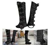 Dinntty Protector de Pierna de Cuero Medieval Steampunk Vintage Media Polaina Retro con Cordones Hebilla Cubierta de Zapato Accesorios de Cosplay Prop
