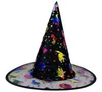 Dinntty Sombrero De Bruja De Halloween para Adultos, Gorro De Mago, Accesorios De Disfraz De Cosplay, Patrón Impreso, Sombrero De Disfraz De Bruja, Accesorio De Fiesta para Mujeres