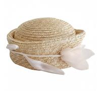 Dinntty Sombrero De Paja Estilo Marinero De Verano, Sombrero Redondo De Paja para Mujer, Boina Francesa De Playa, Sombrero Tipo Pastillero De Paja.