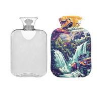 Dino and Trucks - Bolsa de agua caliente con funda, bolsa de agua caliente para aliviar el dolor de cuello y hombros, bolsa de agua caliente de 2 litros