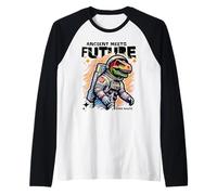 Dino Astronaut Ancient Rex Future Fusion Art Space Explorer Camiseta Manga Raglan