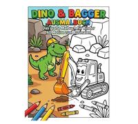Dino & Bagger: Das große Ausmalbuch für Kinder ab 4 Jahren - 40 Dinosaurier & Baumaschinen zum Ausmalen mit spannenden Fakten