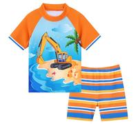 Dino Bañadores para Bebés Niño Camión Traje de baño de Cuatro Piezas Rashguard de Dos Piezas con Camisa de Manga Corta y Shorts con protección Solar