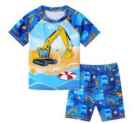 Dino Bañadores para Bebés Niño Camión Traje de baño de Cuatro Piezas Rashguard de Dos Piezas con Camisa de Manga Corta y Shorts con protección Solar