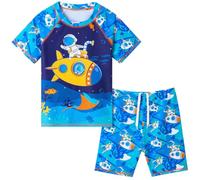 Dino Bañadores para Bebés Niño Camión Traje de baño de Cuatro Piezas Rashguard de Dos Piezas con Camisa de Manga Corta y Shorts con protección Solar