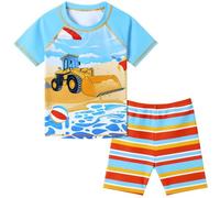 Dino Bañadores para Bebés Niño Camión Traje de baño de Cuatro Piezas Rashguard de Dos Piezas con Camisa de Manga Corta y Shorts con protección Solar