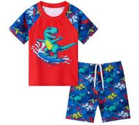 Dino Bañadores para Bebés Niño Camión Traje de baño de Cuatro Piezas Rashguard de Dos Piezas con Camisa de Manga Corta y Shorts con protección Solar