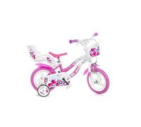 Bicicleta de niña blanca y rosa Flappy 12 pulgadas
