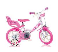 Dino Bikes Bicicleta Little Heart 12 pulgadas Rosa para niña con cesta y soporte para muñeca