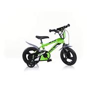 Dino Bikes Bicicleta Infantil para niños 412U, Color Verde, 12 Pulgadas, con Certificado TÜV, Original, con Ruedas estabilizadoras, Regalo para niños
