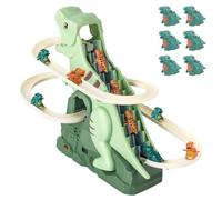 Dino Climbing Slide Toy, Electric Dinosaur Climbing Stairs Toy, Dinosaur Stair Climber Toys, Electric Race Track Game Fun Track Slide Roller Coaster with Light and Music (Basic)
