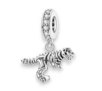 Dino Dinosaurio T-Rex Esqueleto Hueso - Bestia Monstruo Bestia Fantasía Criatura Mítica Historia de Cuento de Hadas - Charm Plata 925 - Pulsera de dijes Colgante Joyería Accesorios Regalo Plata de