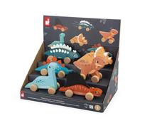 Dino - Dinosaurios para Empujar - Juguete de madera - Janod - Motricidad y juego libre desde 12 meses