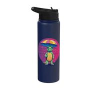 Dino divertido con paraguas dinosaurios dinosaurio Stainless Steel Insulated Water Bottle