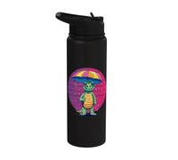 Dino divertido con paraguas dinosaurios dinosaurio Stainless Steel Insulated Water Bottle
