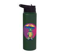 Dino divertido con paraguas dinosaurios dinosaurio Stainless Steel Insulated Water Bottle