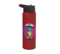 Dino divertido con paraguas dinosaurios dinosaurio Stainless Steel Insulated Water Bottle