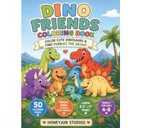 Dino Friends Coloring Book: Color Cute Dinosaurs & Find Pebbles the Gecko! 50 Cute Pages • Single-Sided • Large 8.5" × 11" Pages • Perfect for Ages 4-8 (HoneyJun Hidden Friends Coloring Books)