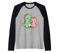 Dino Friends Forever. Bonito diseño de Dinosaurio Kawaii. Camiseta Manga Raglan