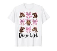Dino Girl T-Rex Dinosaurio Tiranosaurio Rex Rosa Coqueta Arco Camiseta
