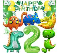 Dino - Globo decorativo para cumpleaños de 2 años, diseño de dinosaurio para 2º cumpleaños