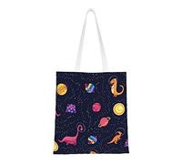 Dino in Space Bolso de hombro casual bolso reutilizable compras viaje bolsa de comestibles regalos para mujeres