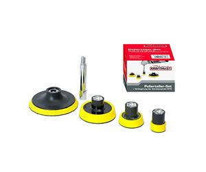 Dino KRAFTPAKET Juego de placas de apoyo M10 30 mm 50 mm 75 mm 100 mm con extensión de 80 mm para pulidora con rosca M10. Compatible con máquina pulidora de batería 640241