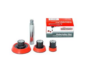Dino KRAFTPAKET M14-SET - Juego de placas de apoyo para máquina pulidora rotativa (30 mm, 50 mm, 75 mm, con adaptador de extensión, para pulidora rotativa)