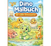 Dino Malbuch: 20 süße Dinosaurier zum Ausmalen für Kinder ab 3 Jahren - Einfache Motive mit dicken Linien