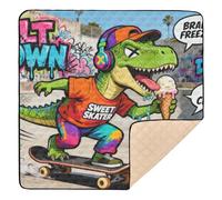 Dino Meltdown con helado, tapete grande antideslizante para actividades de bebé, para piso, resistente al agua, tapete para gatear, para bebés pequeños, 50 x 50 pulgadas