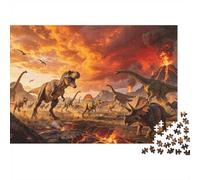Dino Run 1000 Piece Jigsaw Puzzle Recycled Paper Jurassic Period Puzzles for Boy & Girl Ages 6 Years Up Family Gaming Time Props Excelente Regalo Idea Home 70x50cm/1000pcs