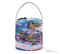 Dino Skating in Space - Bolsas de ganchillo para ganchillo, bolsa de almacenamiento portátil para organizador de hilo de aguja de ganchillo