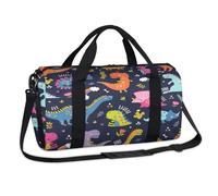 Dino Sports - Bolsa de lona deportiva para fin de semana con dibujos animados, bolsa de viaje para el gimnasio, bolsa de lona para niños, niñas, niños, mujeres y hombres
